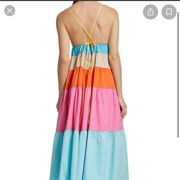 Staud Colorblock Tiered MIDI Dress XL - Picture 2 of 4